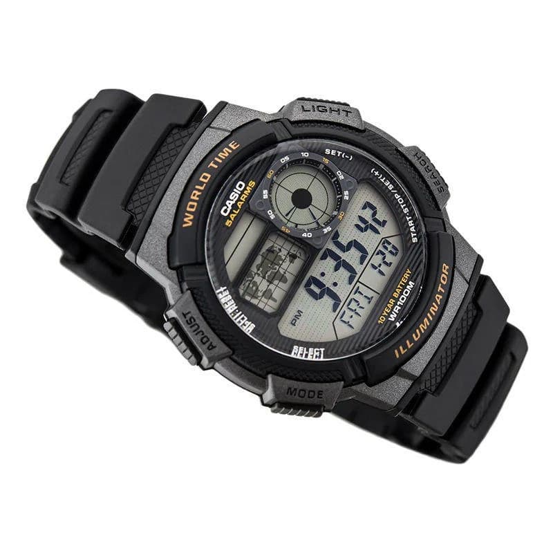 Casio AE-1000W-1AVDF World Time Multifunction Fiber Belt Watch for Men