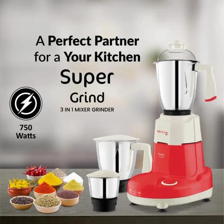 McCoy Super Grind 750W 3 Jars Mixer Grinder