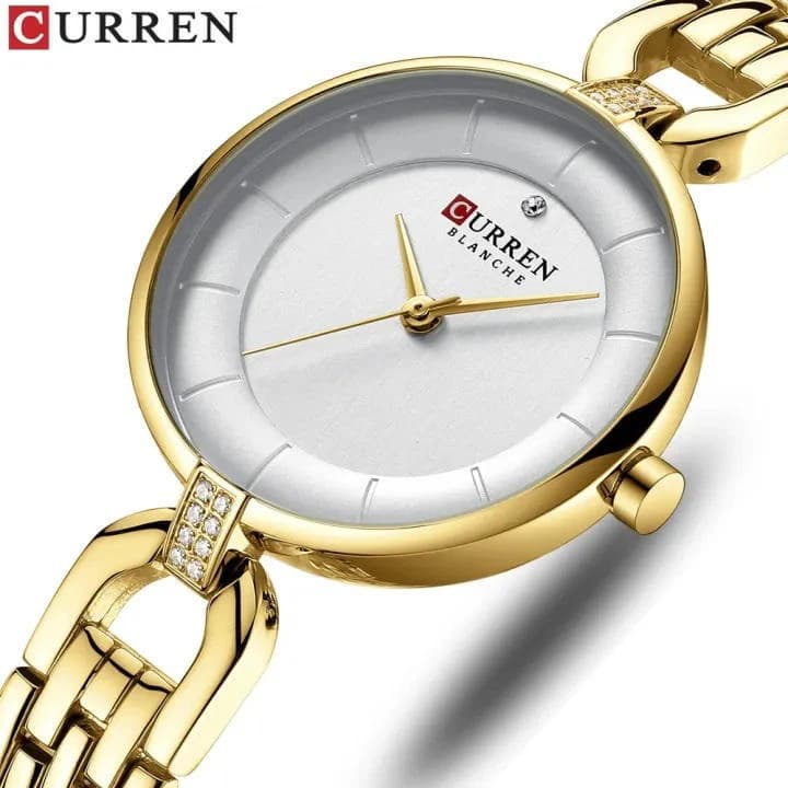 Curren 9052 Quartz Stainless Steel Watch for Women – Gold & White