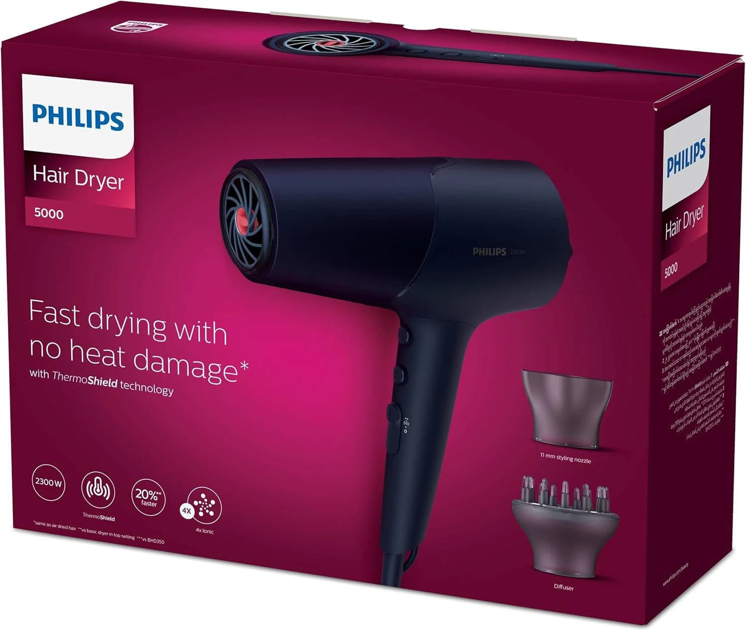 Philips BHD510 Essential Dry Care Hair Dryer 5000 Series for Women