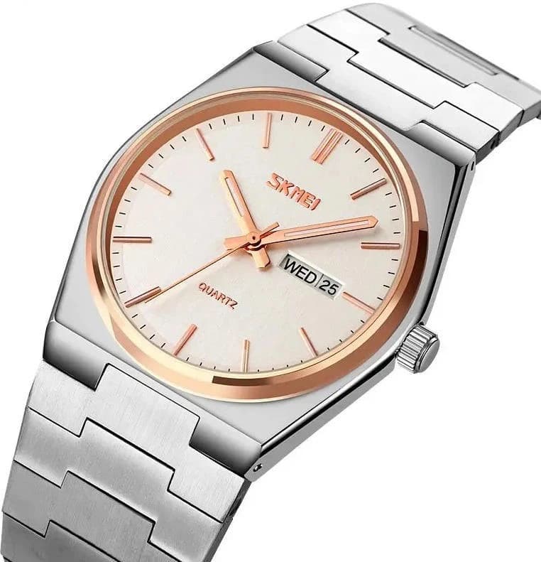 Skmei 9288 Stainless Steel luxury Watch for Men’s - Silver Gold