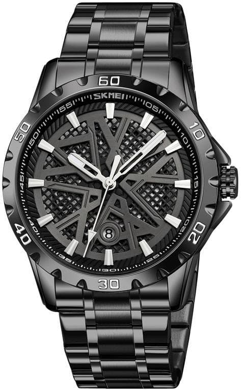 SKMEI 9337 Hollow Out Dial Watch for Men-Black