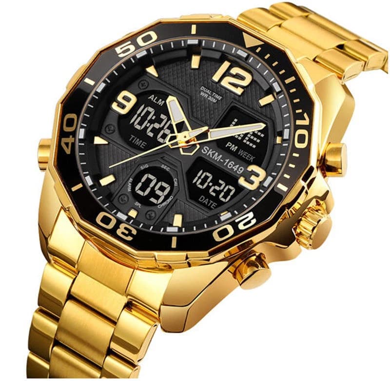 Skmei 1649 Luxury Rattrapante Men’s Watch - Gold