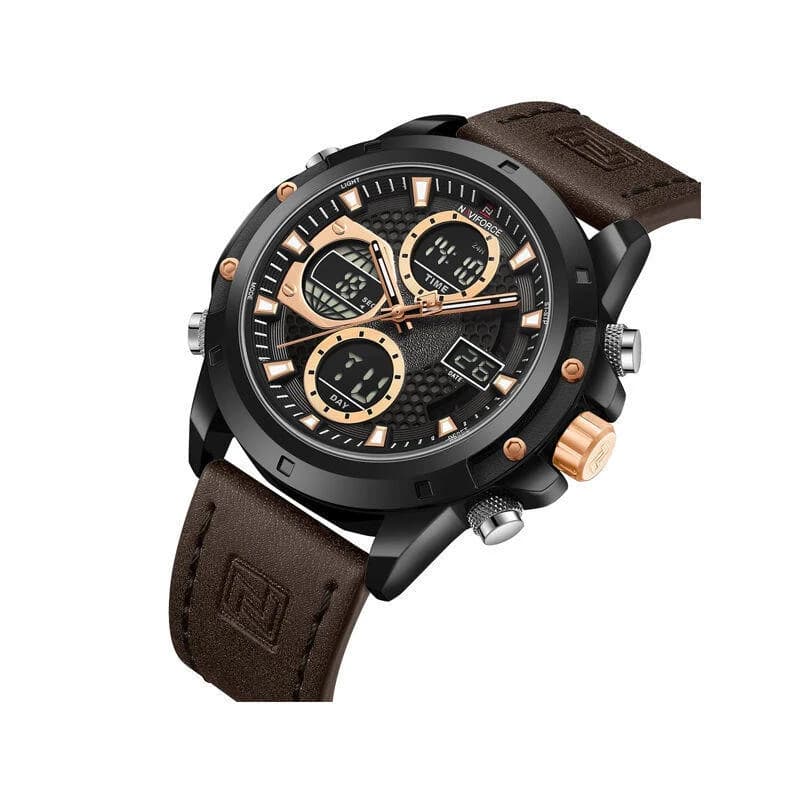 Naviforce 9225 Luxury Chronograph Leather Band Men’s Watch - Brown