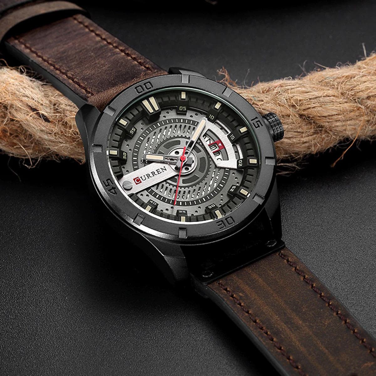 Curren 8301 - Chocolate Leather Analog Watch for Men