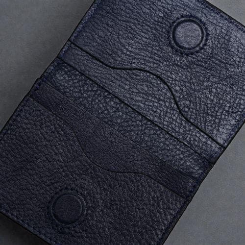 Zays Premium Leather Magnetic Card Holder - Slim and Eco-Friendly Mini Wallet for Unisex - Handmade Secure Compact and Stylish Design (ZCW111 - Navy)