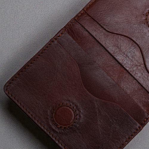 Zays Premium Leather Magnetic Card Holder - Slim and Eco-Friendly Mini Wallet for Unisex - Handmade Secure Compact and Stylish Design (ZCW112 - Antique Brown)