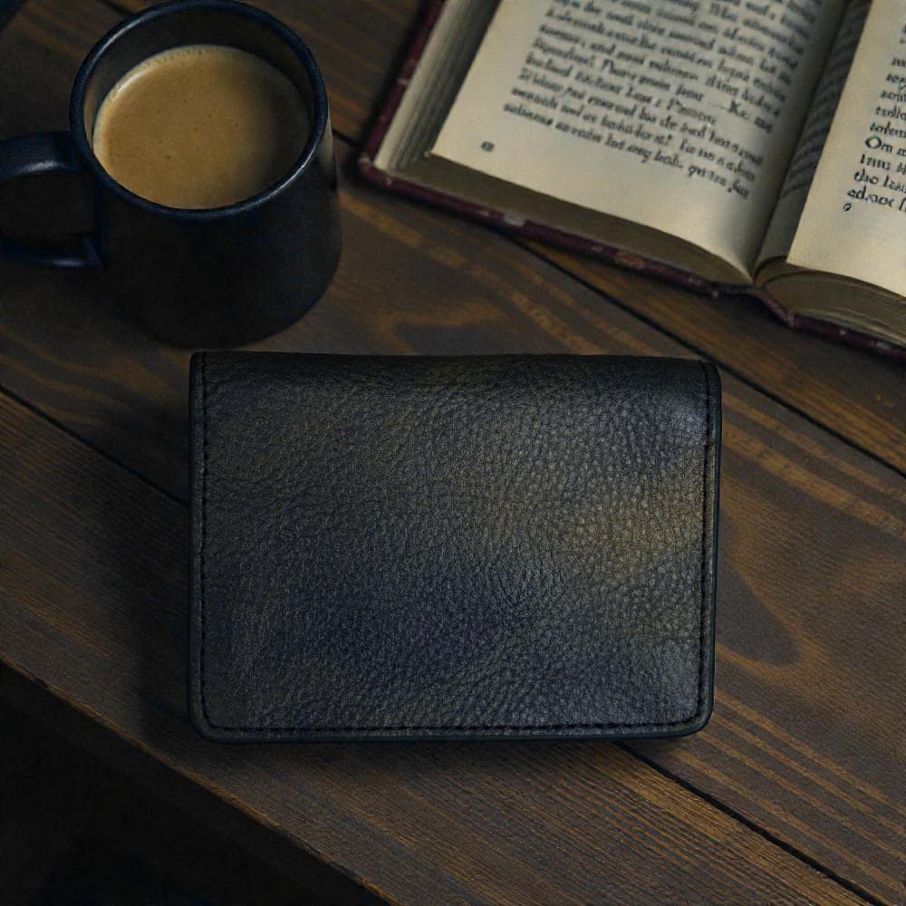 Zays Premium Leather Magnetic Card Holder - Slim and Eco-Friendly Mini Wallet for Unisex - Handmade Secure Compact and Stylish Design (ZCW118-Navy Blue Mix)