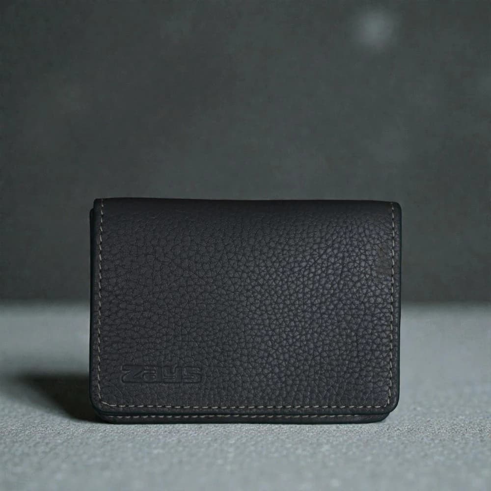 Zays Premium Leather Magnetic Card Holder - Slim and Eco-Friendly Mini Wallet for Unisex - Handmade Secure Compact and Stylish Design (ZCW119-Grey)