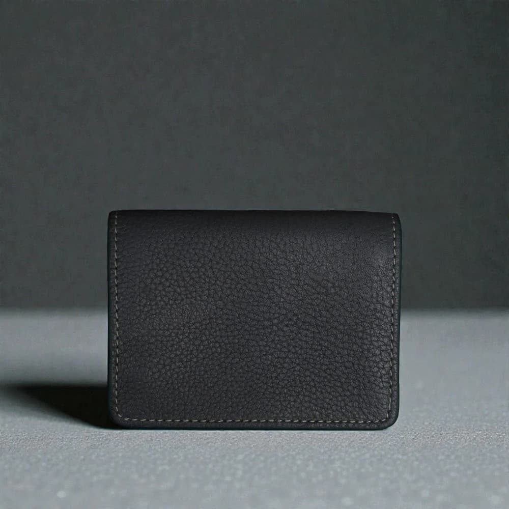 Zays Premium Leather Magnetic Card Holder - Slim and Eco-Friendly Mini Wallet for Unisex - Handmade Secure Compact and Stylish Design (ZCW119-Grey)