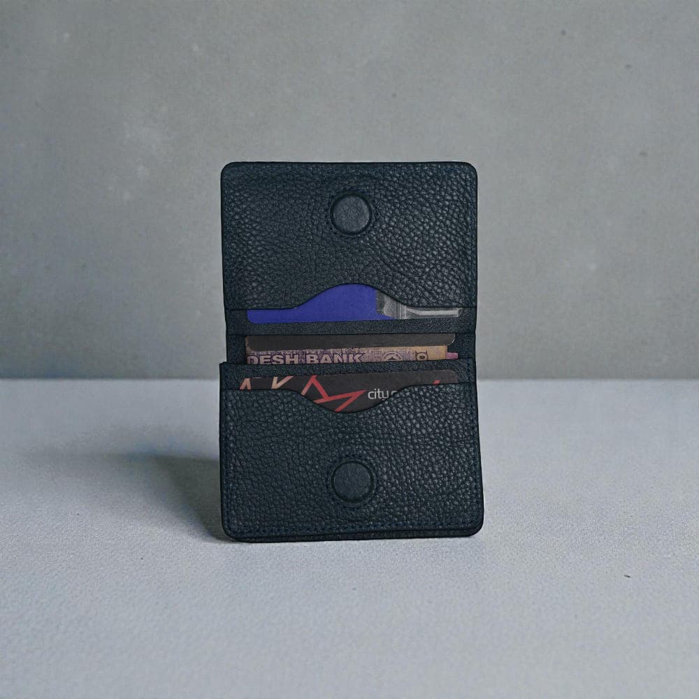 Zays Premium Leather Magnetic Card Holder - Slim and Eco-Friendly Mini Wallet for Unisex - Handmade Secure Compact and Stylish Design (ZCW120-Dark Grey)
