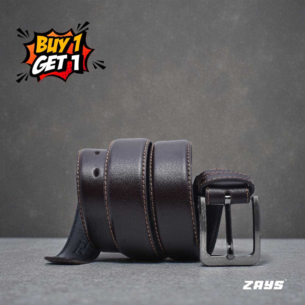 Zays Special Buy1 Get1 Offer - Premium Leather Belt and Wallet - Huge Savings on Quality Leather Accessories (ZSW123-ZMB102-Chocolate)