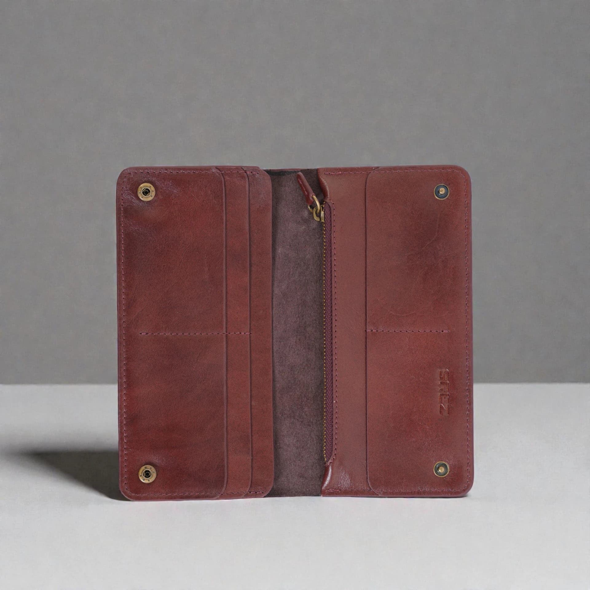 Zays Premium Genuine Leather Long Wallet for Unisex - Elegant Design Spacious Card and Mobile Slots - Durable Full Grain Leather (ZLW104-Chocolate)