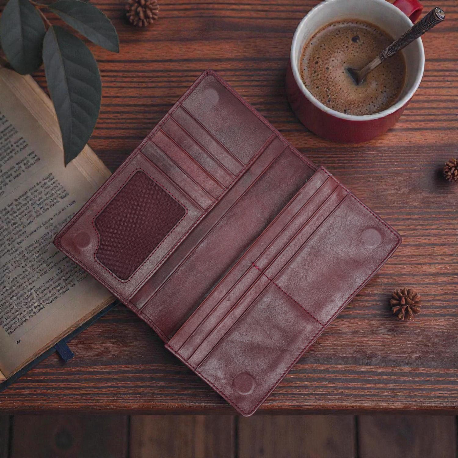 Zays Handcrafted Premium Eco Friendly Leather Long Wallet for Mobile and Many things - Slim Durable and Stylish Wallet for Unisex - Top-Grain Leather Compact and Lightweight (ZLW108-Antique Brown)