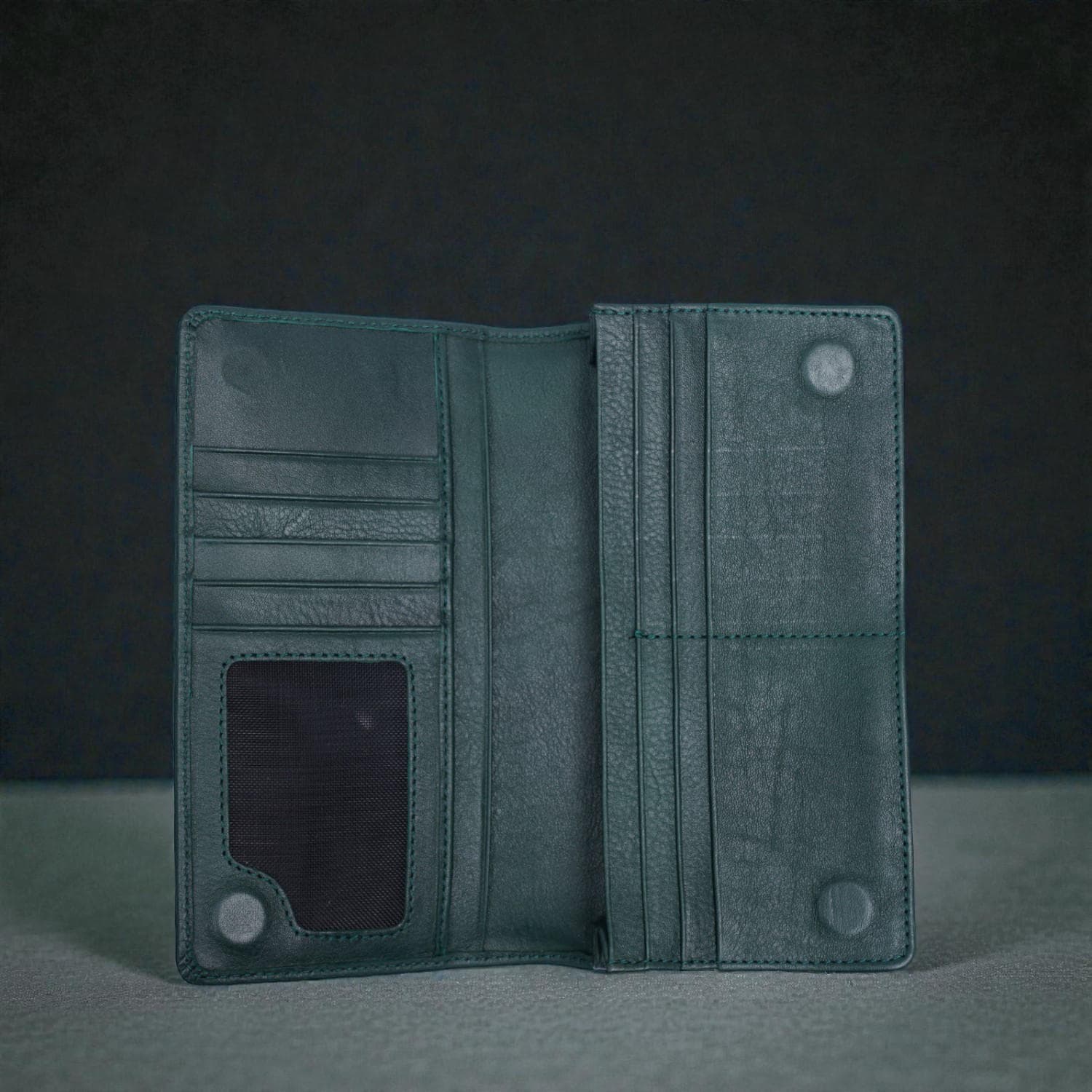 Zays Handcrafted Premium Eco Friendly Leather Long Wallet for Mobile and Many things - Slim Durable and Stylish Wallet for Unisex - Top-Grain Leather Compact and Lightweight (ZLW109-Bottle Green)
