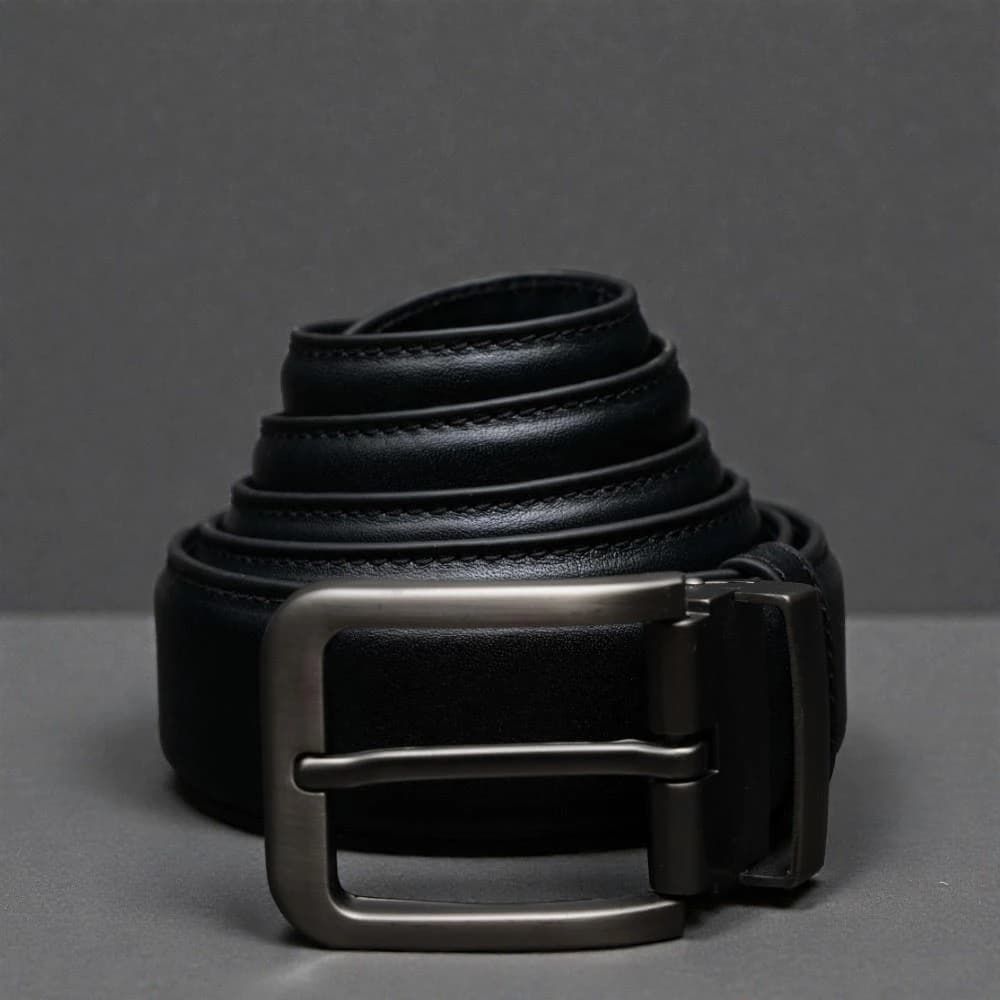 Zays Handcrafted Genuine Leather Belt for Men – Premium Quality, Adjustable, Stylish & Durable (BS103-BC101-Black)
