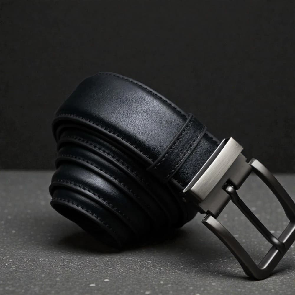 Zays Handcrafted Genuine Leather Belt for Men – Premium Quality, Adjustable, Stylish & Durable (BS103-BC101-Black)