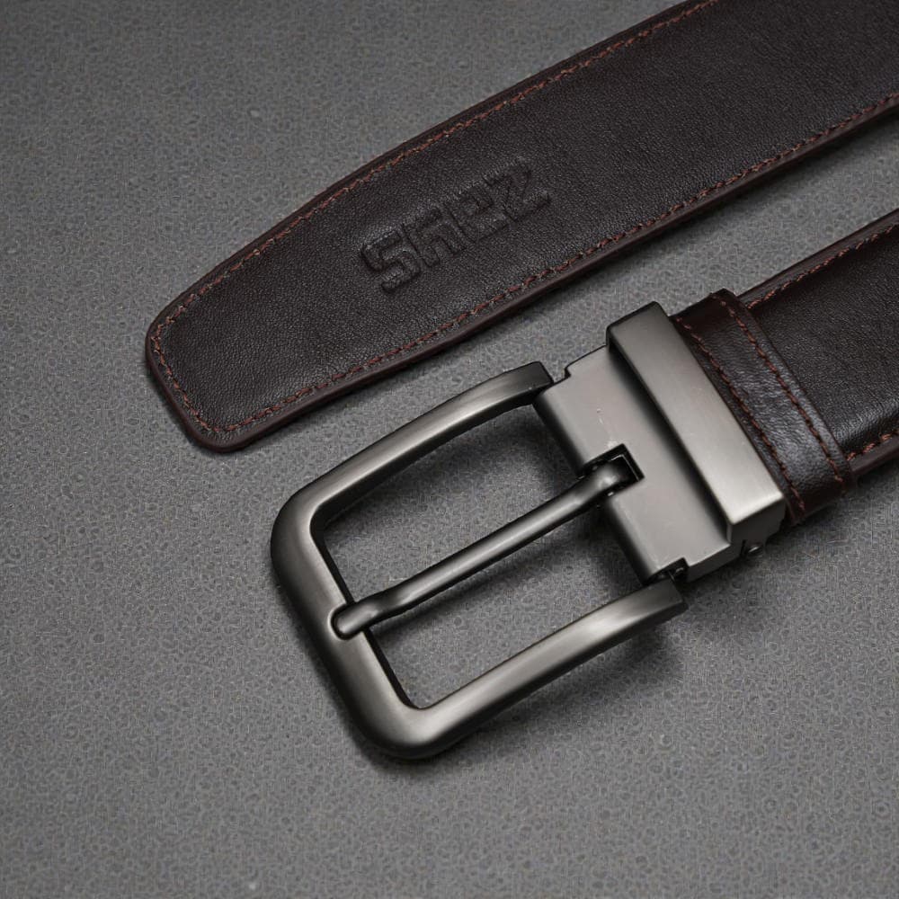 Zays Handcrafted Genuine Leather Belt for Men – Premium Quality, Adjustable, Stylish & Durable (BS104-BC101-Chocolate)
