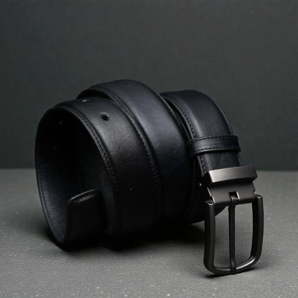 Zays Handcrafted Genuine Leather Belt for Men – Premium Quality, Adjustable, Stylish & Durable (BS103-BC102-Black)