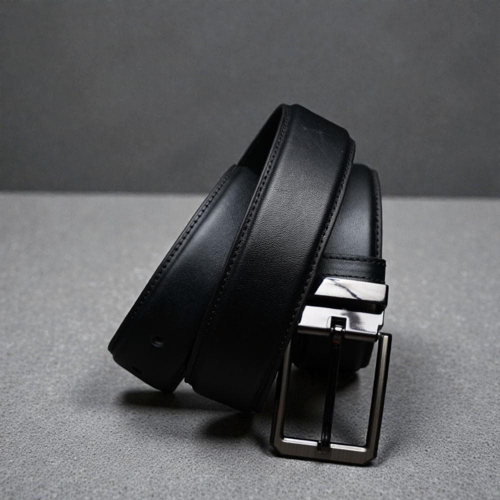 Zays Handcrafted Leather Belt for Men - Full-Grain Cowhide Adjustable Fit Stylish and Long-Lasting Designed for Office Traditional and Casual Use - Sweat-Resistant Anti-Crack Build Ideal for Daily Wear BS103-BC119-Black