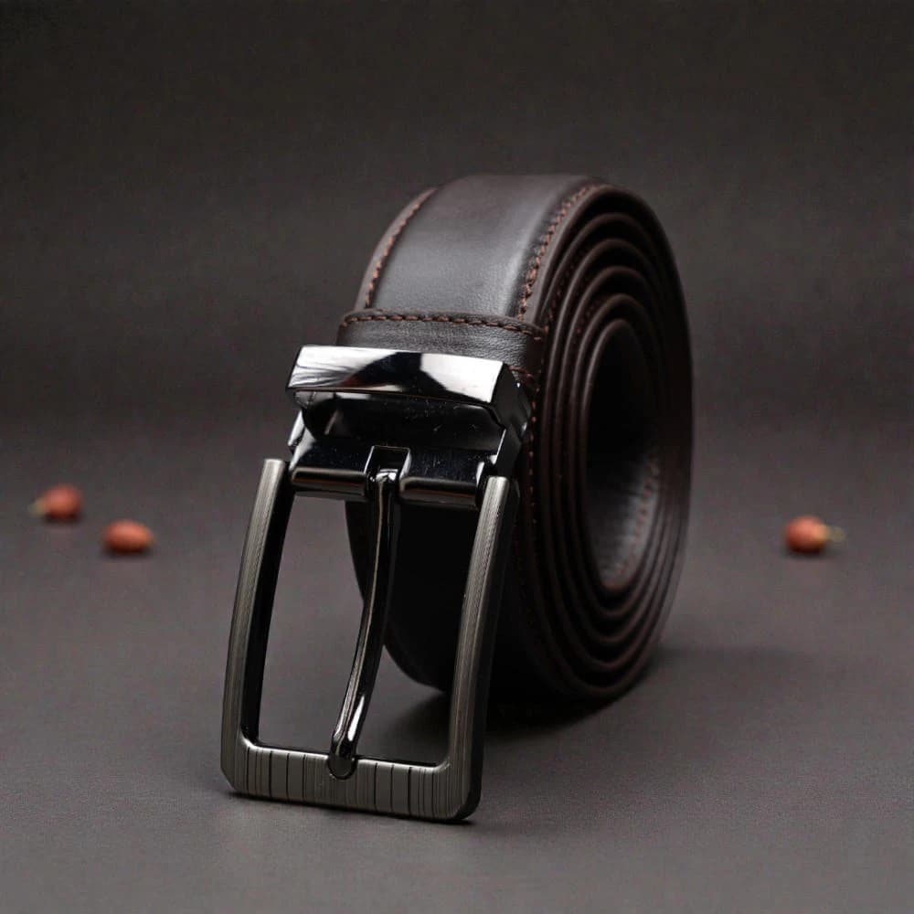 Zays Handcrafted Leather Belt for Men - Full-Grain Cowhide Adjustable Fit Stylish and Long-Lasting Designed for Office Traditional and Casual Use - Sweat-Resistant Anti-Crack Build Ideal for Daily Wear BS104-BC117-Chocolate