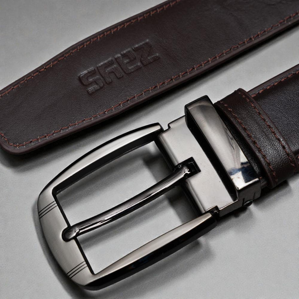 Zays Handcrafted Leather Belt for Men - Full-Grain Cowhide Adjustable Fit Stylish and Long-Lasting Designed for Office Traditional and Casual Use - Sweat-Resistant Anti-Crack Build Ideal for Daily Wear BS104-BC118-Chocolate