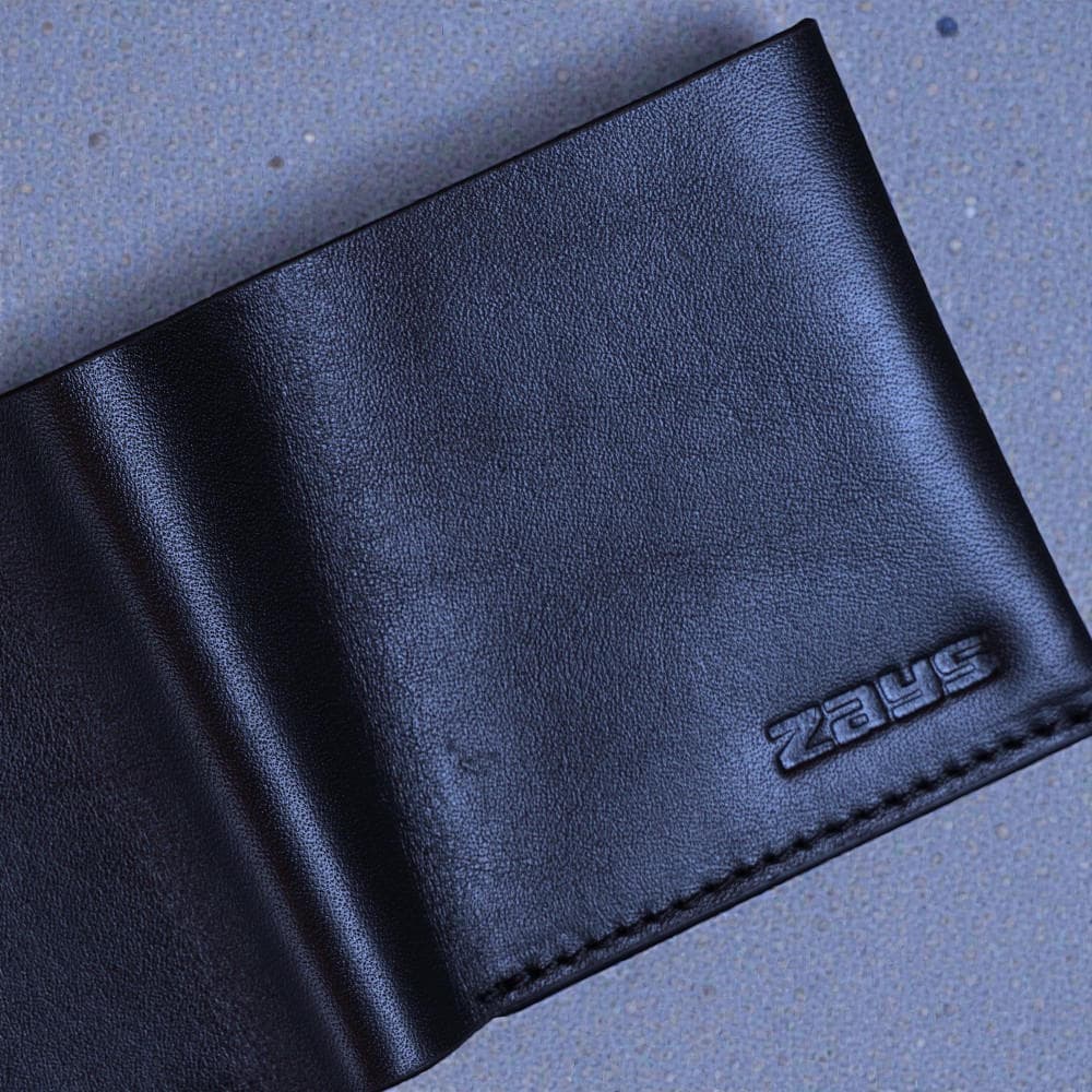 Zays Handcrafted Premium Eco-Friendly Leather Bifold Wallet - Slim Durable and Stylish Short Wallet for Unisex ZSW109-Black Suta