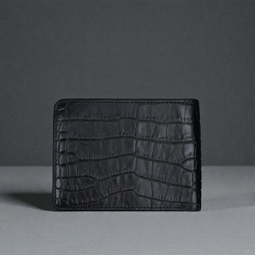 ZAYS Premium Handcrafted Crocodile Embossed Leather Bifold Wallet for Men And Women - Super Slim Durable Stylish Short Wallet - ZSW122-Black