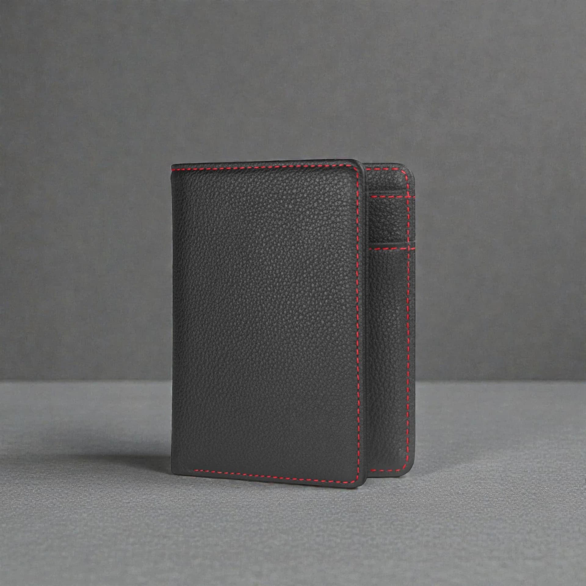 Zays Premium Handcrafted Slim Bifold Leather Short Wallet for unisex - Personalized Top-Grain Leather Wallet - Compact Durable Stylish - ZSW124-Black Red Suta