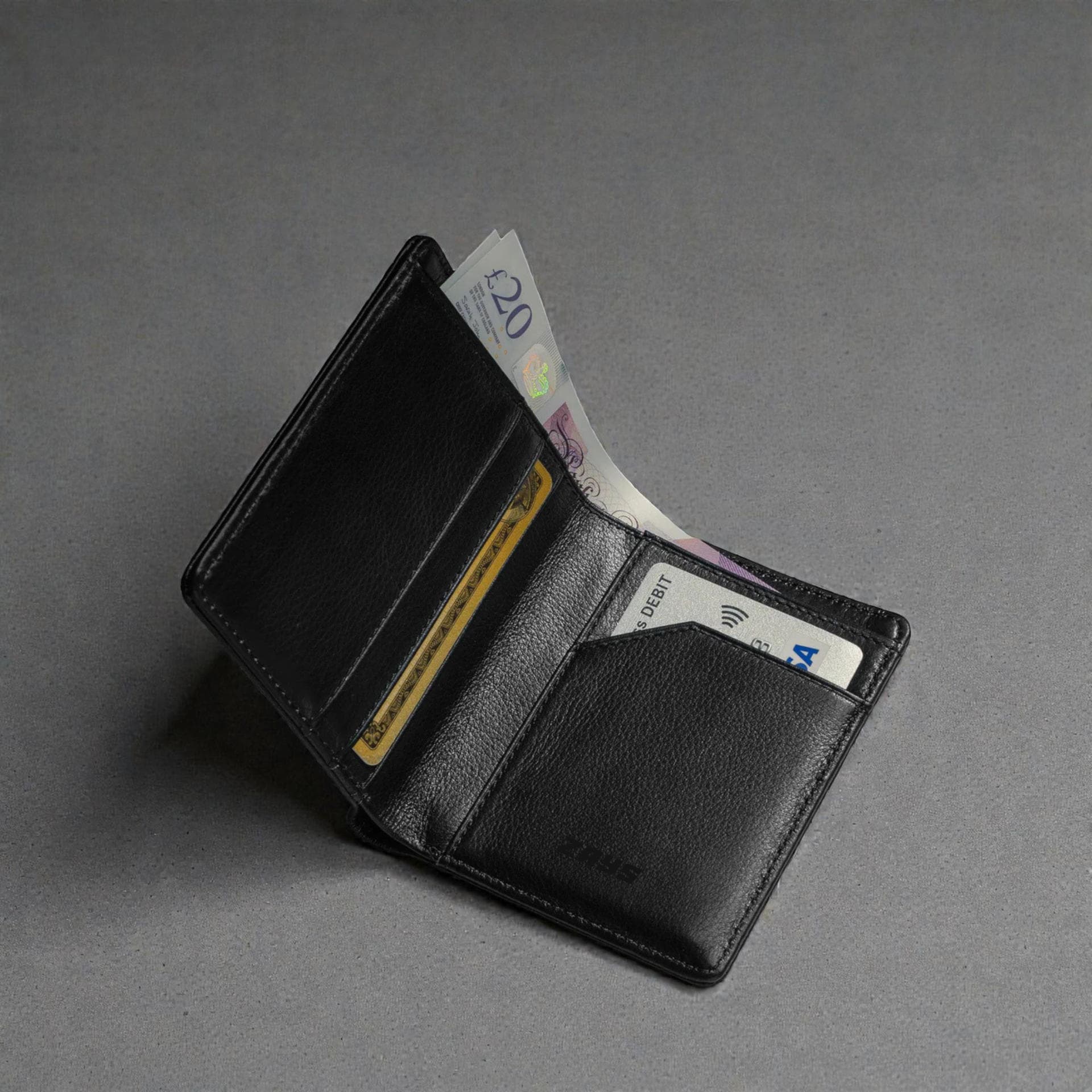 Zays Premium Handcrafted Slim Bifold Leather Short Wallet for unisex - Personalized Top-Grain Leather Wallet - Compact Durable Stylish - ZSW126-Black