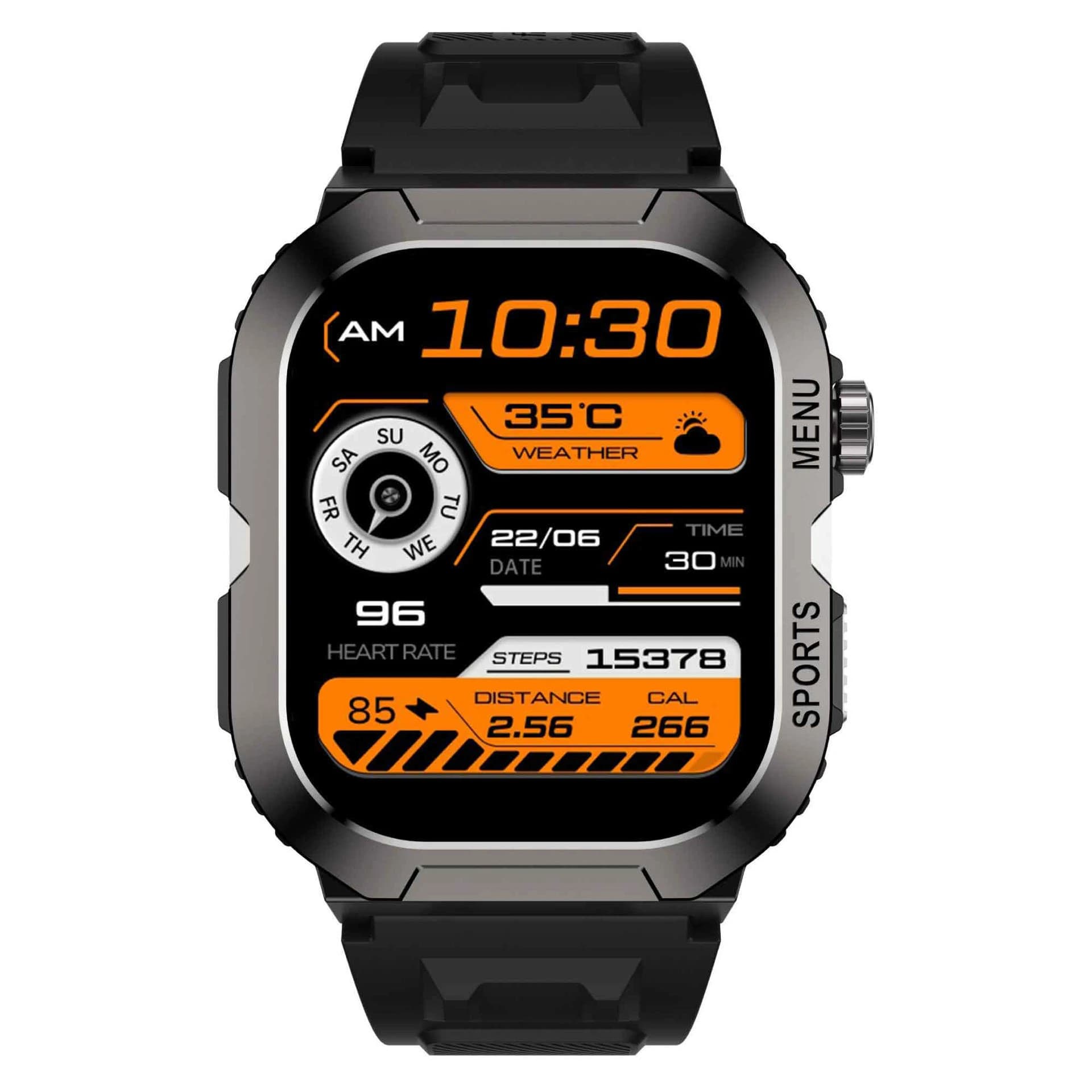 Fastrack Xtreme S1 with 1.43cm AMOLED Display, Rugged Design, SingleSync BT Calling, Functional Crown with Black Strap