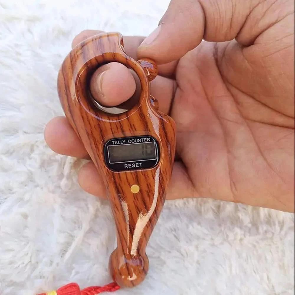 Wooden-Style Digital Finger Tasbeeh Counter for Prayer - Islamic Tasbih Muslim Eid Gift (1 Piece)