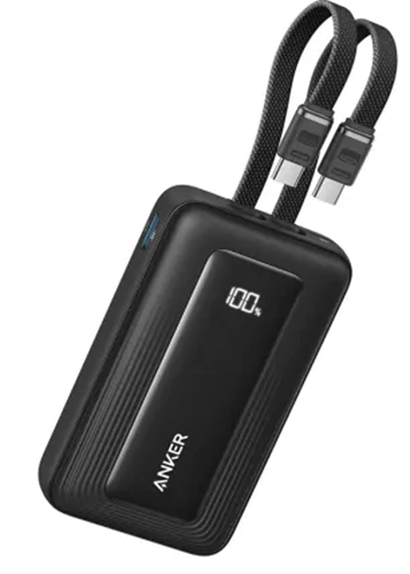 Anker Zolo 10000mAh 35W Power Bank With Built-in Dual Type-C Cable [Black]