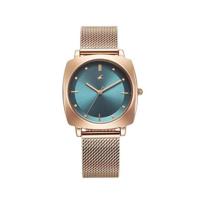 Fastrack 68043WM02 Stunners X Green Dial Stainless Steel Watch For Girls