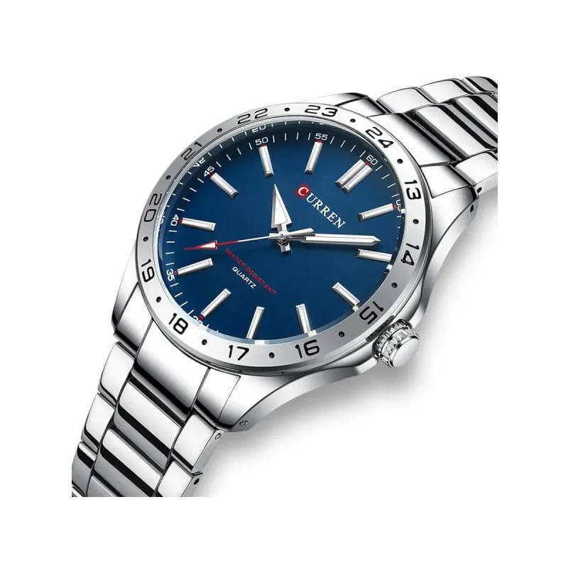 Curren 8452 Luxury Stainless Steel Men’s Watch – Silver & Blue