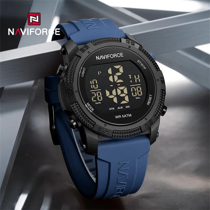NAVIFORCE 7104 Men's Multi-Function Digital Wristwatch With Date Day Waterproof Silicone Strap Top Brand Luxury Classic Fashion Sports Watch