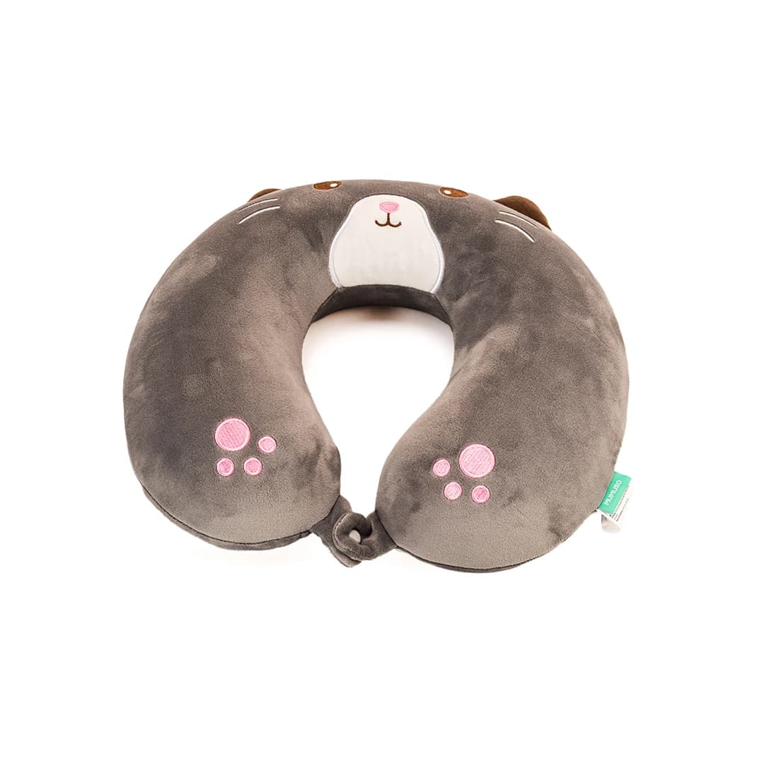 MUMUSO Memory Foam U-Shaped Neck Pillow (Grey Cat)
