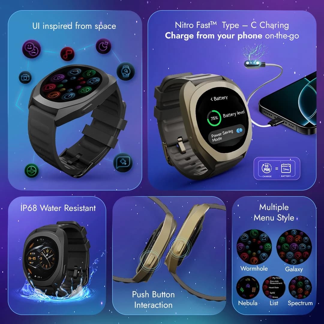 Fastrack Cosmix 1.32" AMOLED Metal Case with AI Watchface & AI Voice Chat, BT Calling Smartwatch
