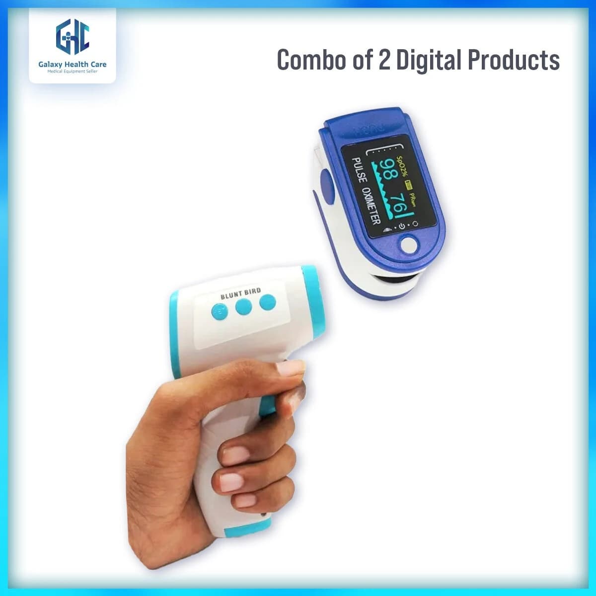 Combo OLED Fingertip Pulse Oximeter Infrared Thermometer
