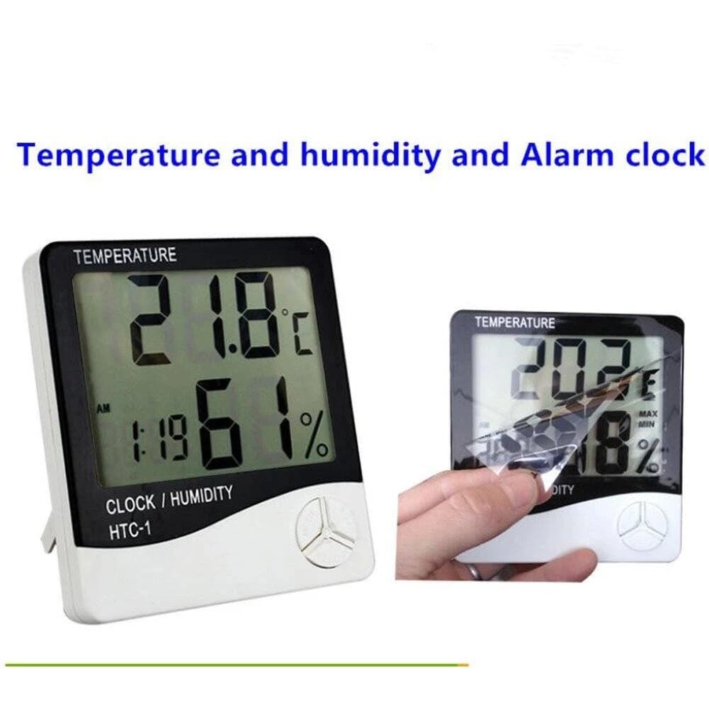 Indoor Room LCD Electronic Temperature Humidity Meter Digital Thermometer Hygrometer Weather Station Alarm Clock HTC-1