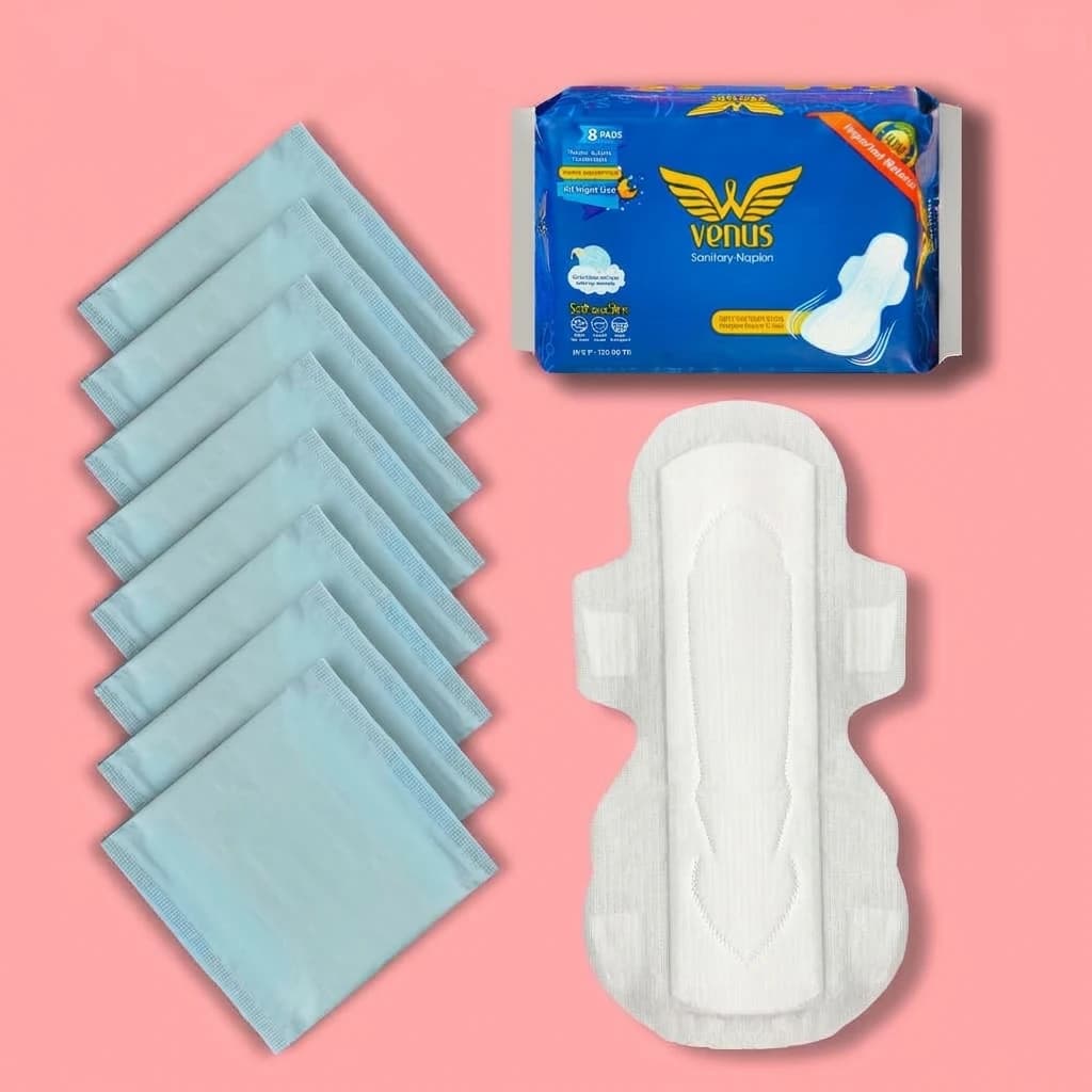 Venus Sanitary Napkin - Wings System - 100% Cotton - 330 MM - Single Pack - 8 Pads