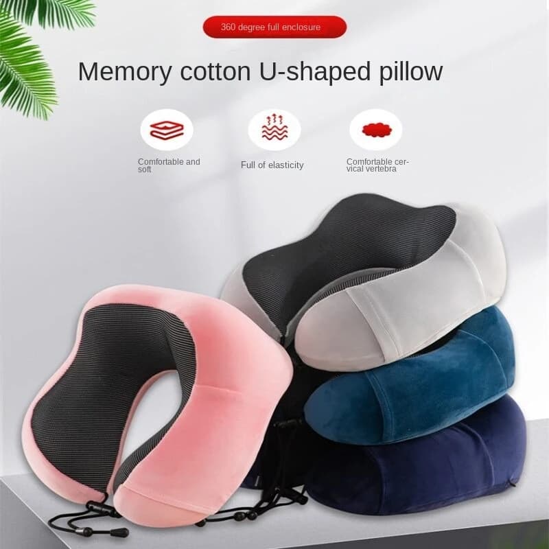 Winter Memory Foam Velour U-Shaped Travel Neck Pillow- 1 Pcs