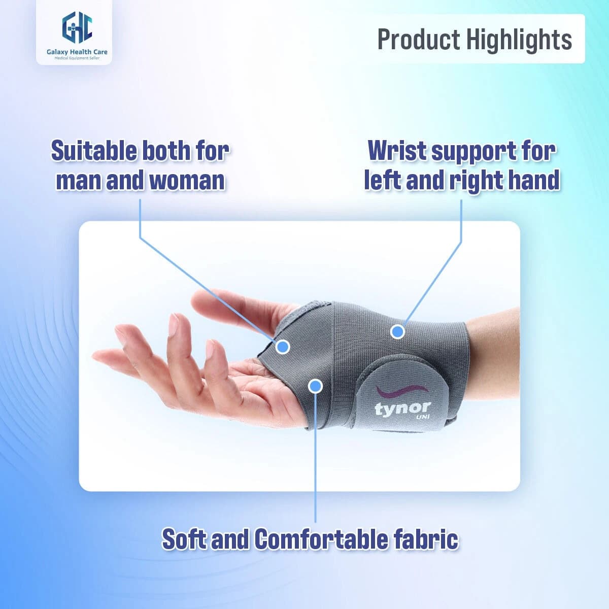 Tynor Wrist Support Brace with Thumb Unisex Medical Anatomical Stabilizing Wrap Non-Slip Compression for Pain Relief Recovery from Sprain Strain Arthritis
