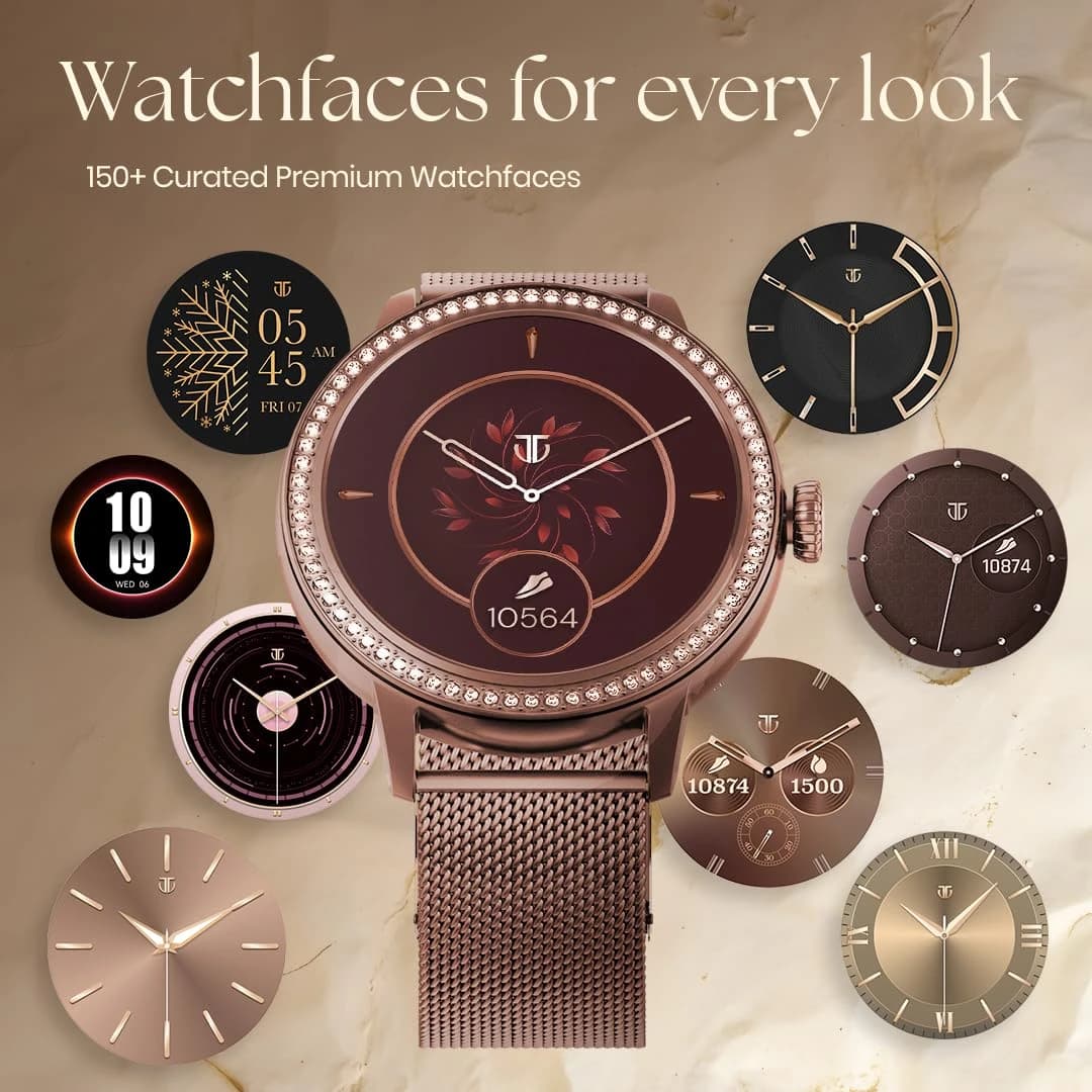 Titan Valerie 1.19" AMOLED Studded Stainless Steel Smart Watch for Women