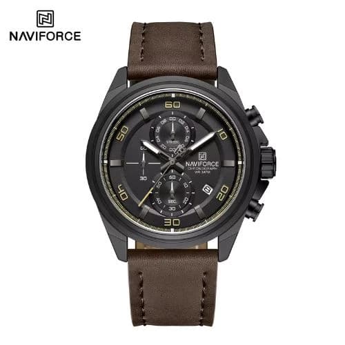 NAVIFORCE 8075 Leather Strap Chronograph Watch for Men