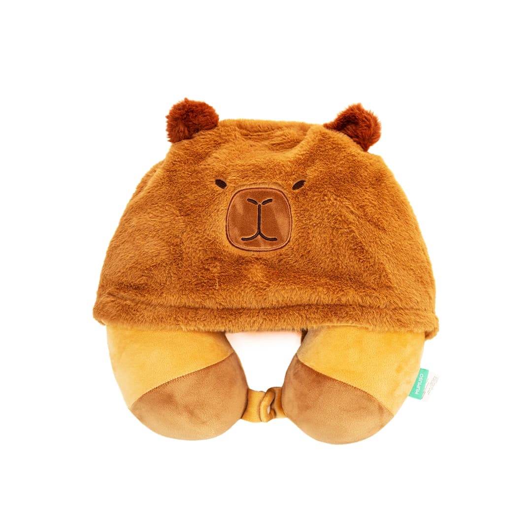 MUMUSO Cute Capybara Hooded Memory Foam U-Shaped Neck Pillow