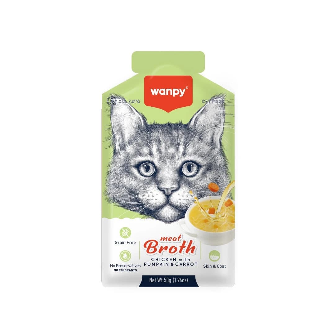 Wanpy Meat Broth Cat Pouch Chicken With Pumpkin Carrot 50gm