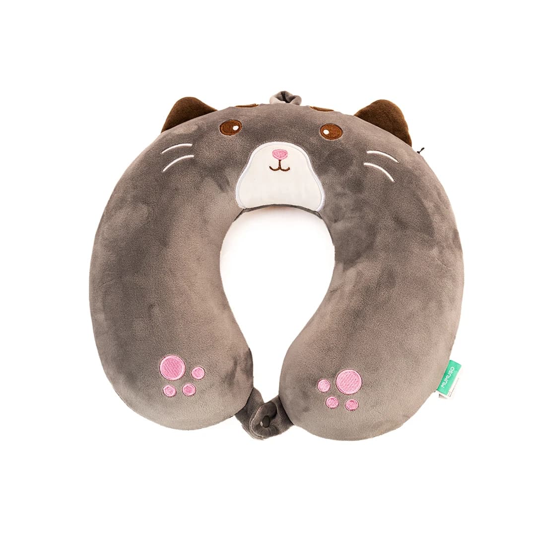 MUMUSO Memory Foam U-Shaped Neck Pillow (Grey Cat)