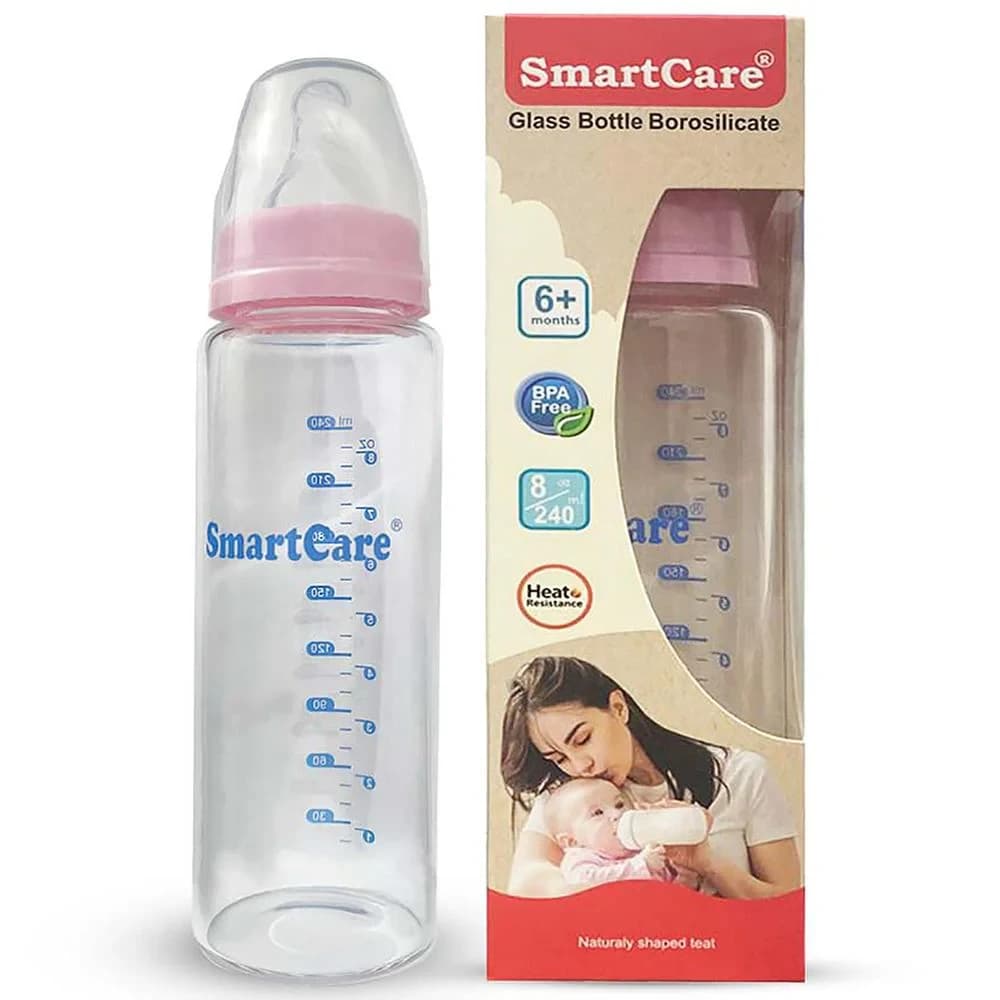 Smart Care Glass Feeder 240ML (8oz) Arc Shape – White Collar