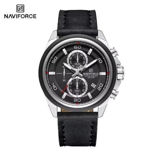NAVIFORCE 8075 Leather Strap Chronograph Watch for Men